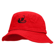 Fishing on Boat Unisex Multipurpose Crushable Cotton Twill Bucket Hat - Red