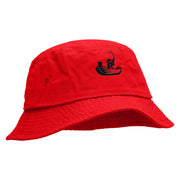 Fishing on Boat Unisex Multipurpose Crushable Cotton Twill Bucket Hat - Red