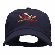 Striking Bowling Pins Embroidered Unstructured Cotton Twill Washed Cap - Navy OSFM