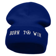 Born To Win Soccer Embroidered 12 Inch Long Knitted Beanie - Royal OSFM