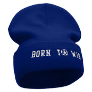 Born To Win Soccer Embroidered 12 Inch Long Knitted Beanie - Royal OSFM