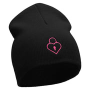 Lock Of Love Embroidered 8 Inch Short Beanie Made in USA