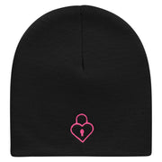 Lock Of Love Embroidered 8 Inch Short Beanie Made in USA