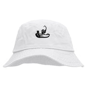 Fishing on Boat Unisex Multipurpose Crushable Cotton Twill Bucket Hat - White