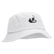 Fishing on Boat Unisex Multipurpose Crushable Cotton Twill Bucket Hat - White