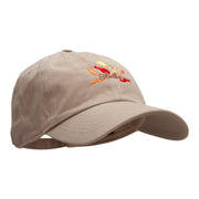 Striking Bowling Pins Embroidered Unstructured Cotton Twill Washed Cap - Khaki OSFM