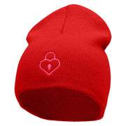 Lock Of Love Embroidered 8 Inch Short Beanie Made in USA