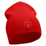 Lock Of Love Embroidered 8 Inch Short Beanie Made in USA