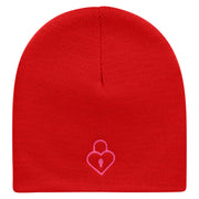 Lock Of Love Embroidered 8 Inch Short Beanie Made in USA