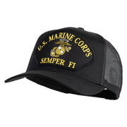 U.S. Marine Corps Semper Fi Black Patched Solid Cotton Twill Mesh Prostyle Cap - Black OSFM