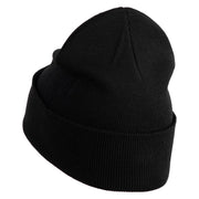 Large Silver Star of David Iron on Patched 12 Inch Long Knitted Beanie - Black OSFM