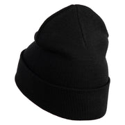Baseball Sport Iron on Patched 12 Inch Long Knitted Beanie - Black OSFM