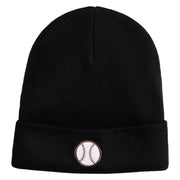 Baseball Sport Iron on Patched 12 Inch Long Knitted Beanie - Black OSFM