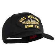 USS Nevada Submarine SSBN-733 Patched Solid Cotton Twill Pro Style Cap - Black OSFM