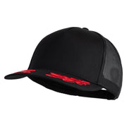 Scrambled Eggs Red Patched Solid Cotton Twill 5 panel Mesh Back Cap - Black OSFM