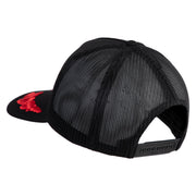 Scrambled Eggs Red Patched Solid Cotton Twill 5 panel Mesh Back Cap - Black OSFM