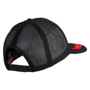 Scrambled Eggs Red Patched Solid Cotton Twill 5 panel Mesh Back Cap - Black OSFM