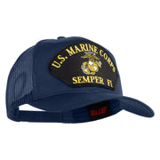 U.S. Marine Corps Semper Fi Black Patched Solid Cotton Twill Mesh Prostyle Cap - Navy OSFM