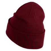 Large Silver Star of David Iron on Patched 12 Inch Long Knitted Beanie - Maroon OSFM