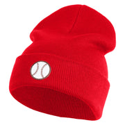 Baseball Sport Iron on Patched 12 Inch Long Knitted Beanie - Red OSFM