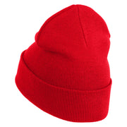 Baseball Sport Iron on Patched 12 Inch Long Knitted Beanie - Red OSFM