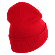 Baseball Sport Iron on Patched 12 Inch Long Knitted Beanie - Red OSFM