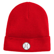Baseball Sport Iron on Patched 12 Inch Long Knitted Beanie - Red OSFM