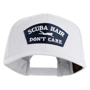Scuba Hair Don't Care Patched Retro Cotton Blend Snapback Cap - White OSFM