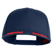 Scrambled Eggs Red Patched Solid Cotton Twill 5 panel Mesh Back Cap - Navy OSFM