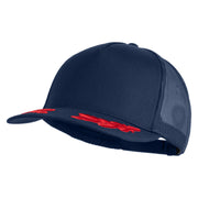 Scrambled Eggs Red Patched Solid Cotton Twill 5 panel Mesh Back Cap - Navy OSFM