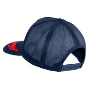 Scrambled Eggs Red Patched Solid Cotton Twill 5 panel Mesh Back Cap - Navy OSFM