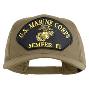U.S. Marine Corps Semper Fi Black Patched Solid Cotton Twill Mesh Prostyle Cap - Khaki OSFM