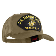 U.S. Marine Corps Semper Fi Black Patched Solid Cotton Twill Mesh Prostyle Cap - Khaki OSFM