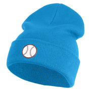 Baseball Sport Iron on Patched 12 Inch Long Knitted Beanie - Aqua OSFM
