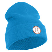 Baseball Sport Iron on Patched 12 Inch Long Knitted Beanie - Aqua OSFM