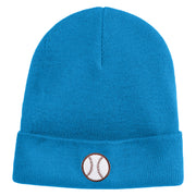 Baseball Sport Iron on Patched 12 Inch Long Knitted Beanie - Aqua OSFM