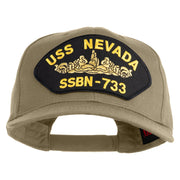 USS Nevada Submarine SSBN-733 Patched Solid Cotton Twill Pro Style Cap - Khaki OSFM