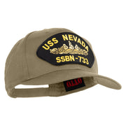 USS Nevada Submarine SSBN-733 Patched Solid Cotton Twill Pro Style Cap - Khaki OSFM