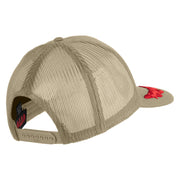 Scrambled Eggs Red Patched Solid Cotton Twill 5 panel Mesh Back Cap - Khaki OSFM