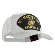 U.S. Marine Corps Semper Fi Black Patched Solid Cotton Twill Mesh Prostyle Cap - White OSFM