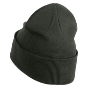 Large Silver Star of David Iron on Patched 12 Inch Long Knitted Beanie - Dark Grey OSFM