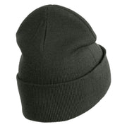 Large Silver Star of David Iron on Patched 12 Inch Long Knitted Beanie - Dark Grey OSFM