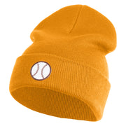 Baseball Sport Iron on Patched 12 Inch Long Knitted Beanie - Camel OSFM