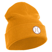 Baseball Sport Iron on Patched 12 Inch Long Knitted Beanie - Camel OSFM