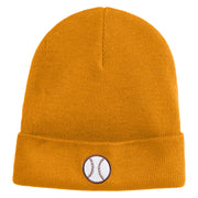 Baseball Sport Iron on Patched 12 Inch Long Knitted Beanie - Camel OSFM