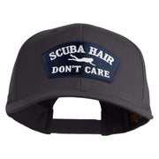 Scuba Hair Don't Care Patched Retro Cotton Blend Snapback Cap - Charcoal OSFM