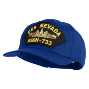 USS Nevada Submarine SSBN-733 Patched Solid Cotton Twill Pro Style Cap - Royal OSFM