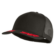 Scrambled Eggs Red Patched Solid Cotton Twill 5 panel Mesh Back Cap - Charcoal OSFM