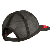 Scrambled Eggs Red Patched Solid Cotton Twill 5 panel Mesh Back Cap - Charcoal OSFM