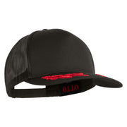 Scrambled Eggs Red Patched Solid Cotton Twill 5 panel Mesh Back Cap - Charcoal OSFM